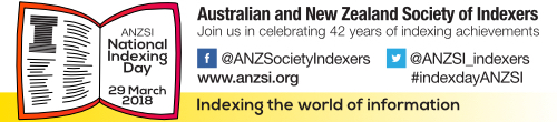 Image. Advertisement: Australia and New Zealand Society of Indexers: National Indexing Day 29 March